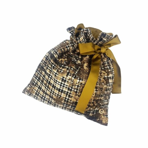 RITA Tweed with Gold Sequins & gold satin liner